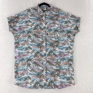 Quiksilver On Vacation Button-Up Shirt Women Medium Hawaiian Short Sleeve Casual